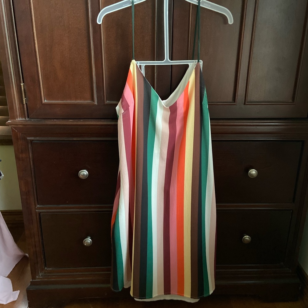 Royal + Reese Retro Rainbow Stripe Mini Dress